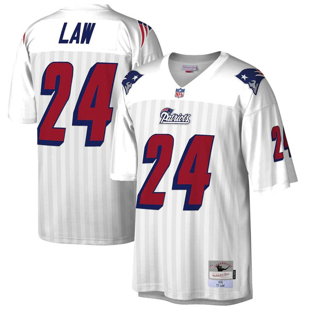 Men's New England Patriots #24 Ty Law 1995 White Mitchell & Ness Legacy Jersey Men's New England Patriots #24 Ty Law 1995 White Mitchell & Ness Legacy Jersey